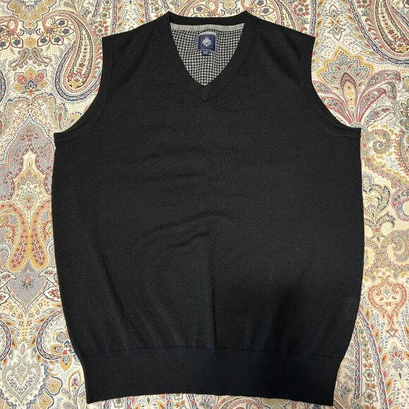 SALE -- Point Zero Collection Black Vest Merino Wool Blend - Men's Size Large - Picture 2 of 11